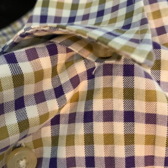 Scott Barber Checkered Button Down Shirt XL Green Purple - Picture 5 of 8